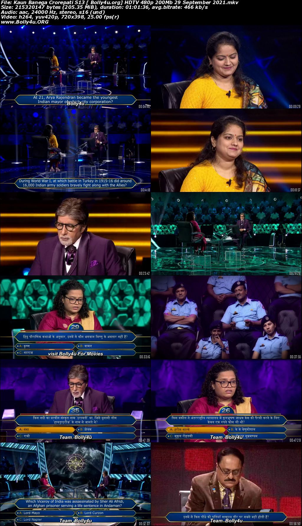 Kaun Banega Crorepati S13 HDTV 480p 200Mb 29 September 2021 Download