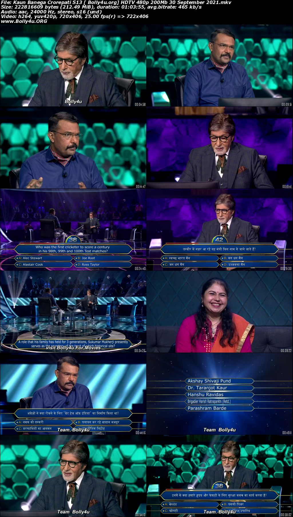 Kaun Banega Crorepati S13 HDTV 480p 200Mb 30 September 2021 Download