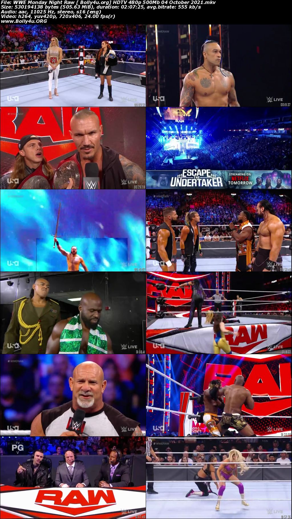 WWE Monday Night Raw HDTV 480p 500Mb 04 October 2021 Download