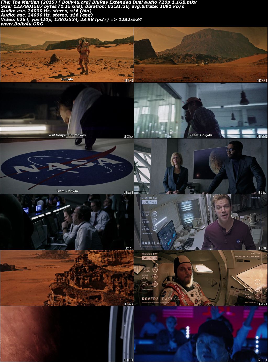 The Martian 2015 BRRip Extended Hindi Dual Audio 720p Download