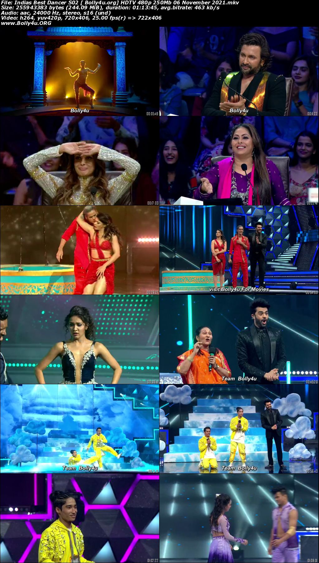 Indias Best Dancer S02 HDTV 480p 250Mb 06 November 2021 Download