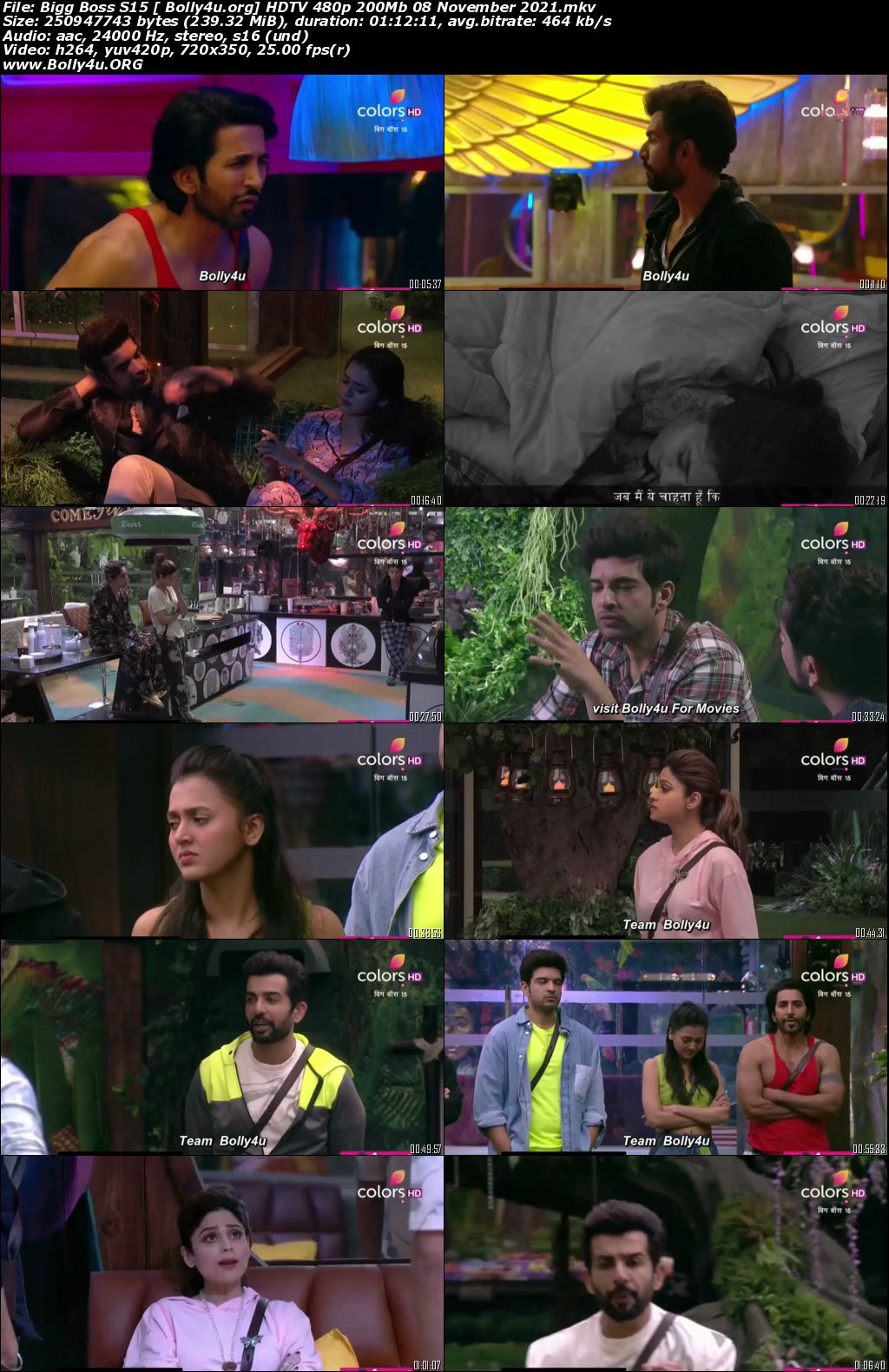 Bigg Boss S15 HDTV 480p 200Mb 08 November 2021 Download