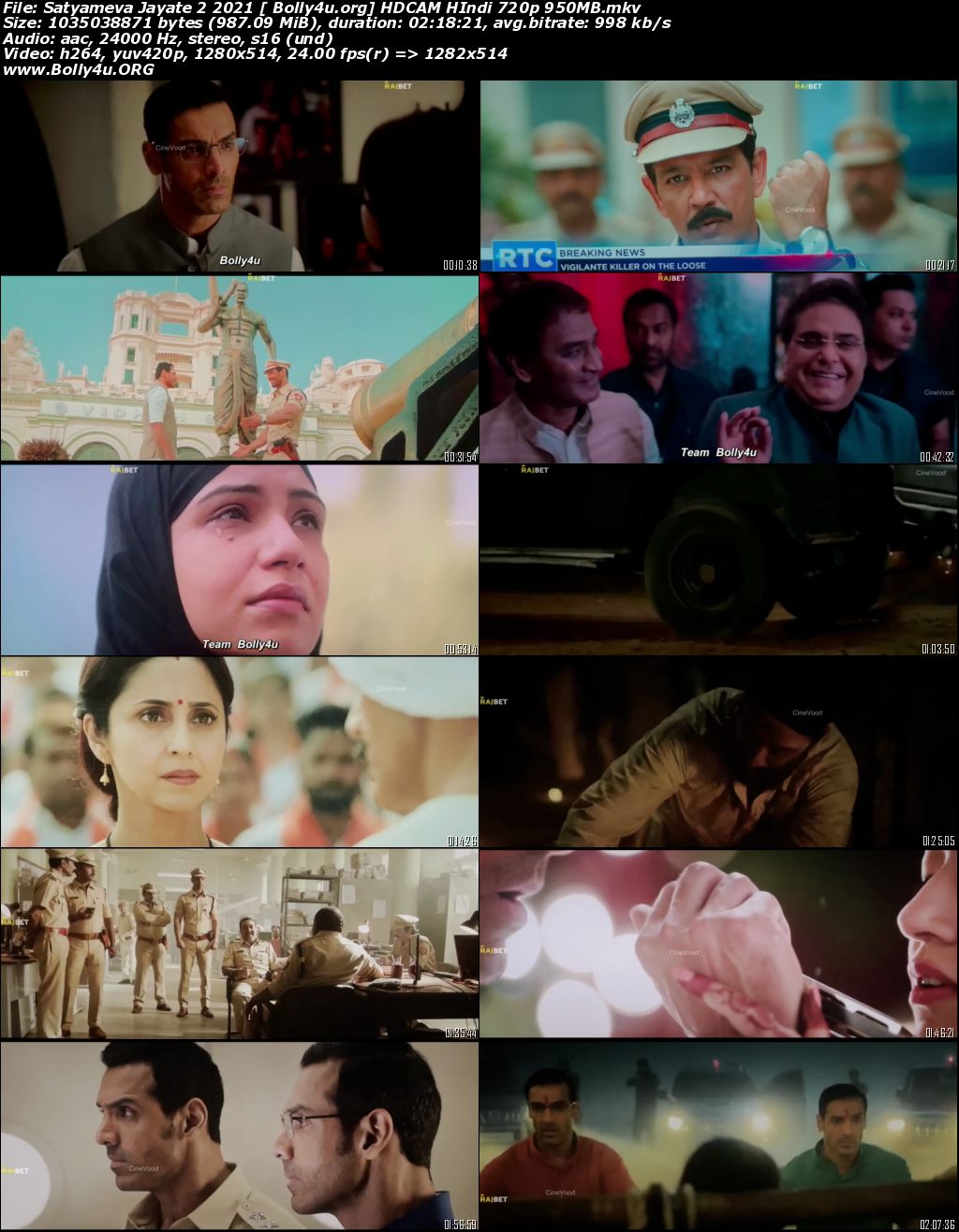 Satyameva Jayate 2 2021 HDCAM 950MB Hindi Movie Download 720p