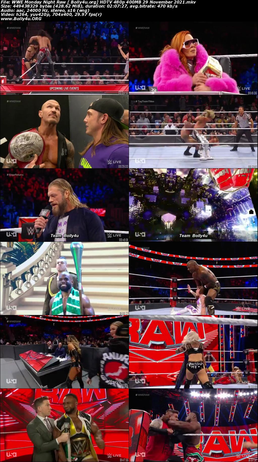 WWE Monday Night Raw HDTV 480p 400MB 29 November 2021 Download