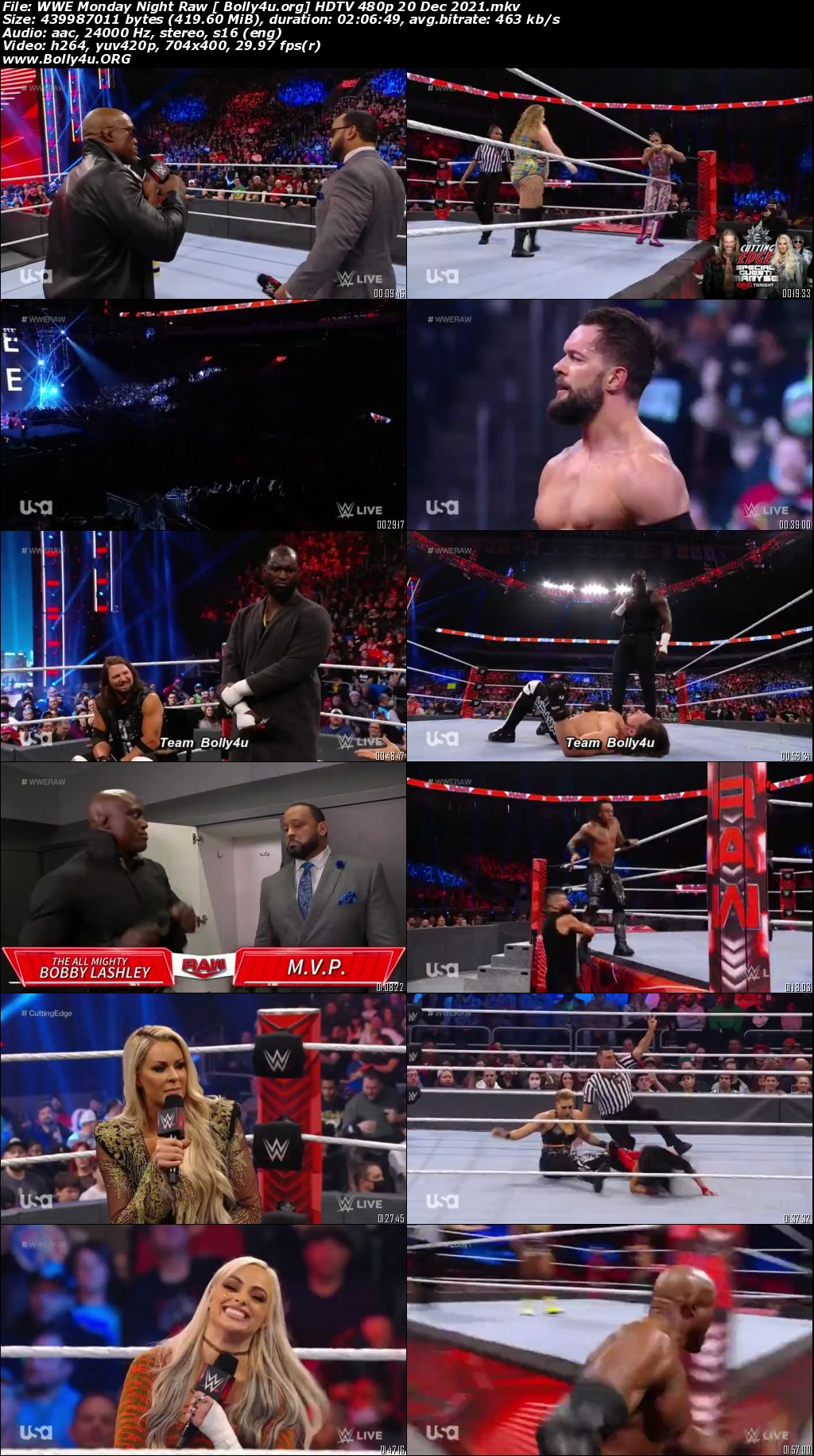 WWE Monday Night Raw HDTV 400MB 480p 20 Dec 2021 Download