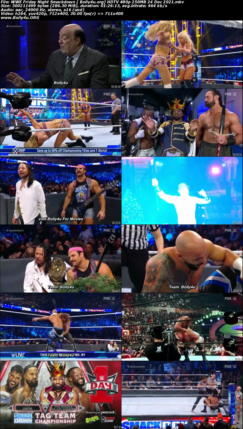 WWE Friday Night Smackdown HDTV 480p 250MB 24 Dec 2021 Download