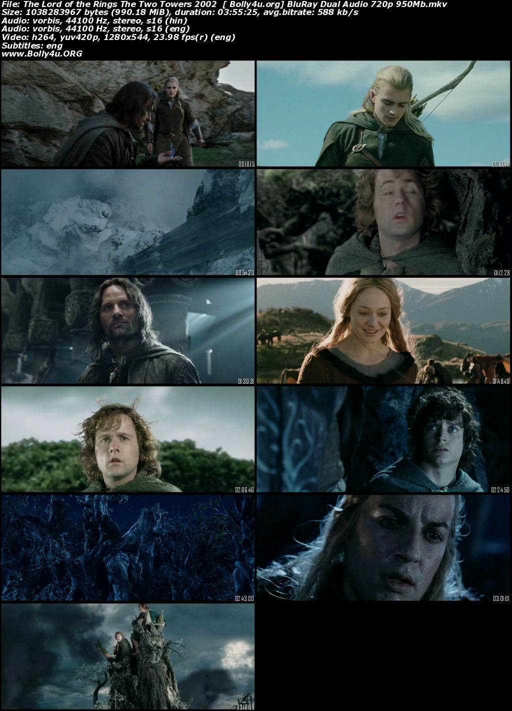 The Lord of the Rings The Two Towers 2002 BRRip 950MB EXTENDED Hindi Dual Audio 720p Download