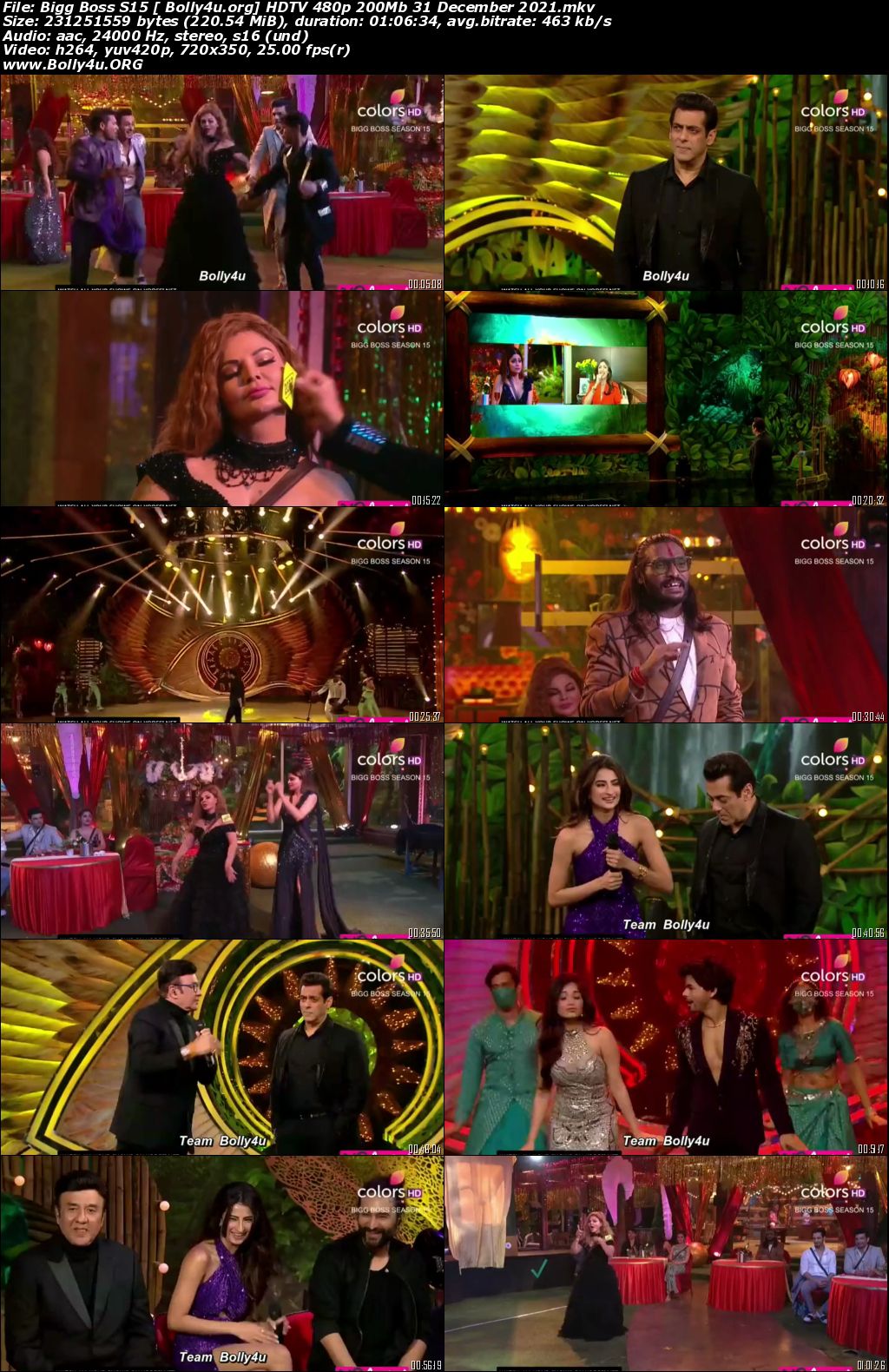 Bigg Boss S15 HDTV 480p 200Mb 31 December 2021 Download