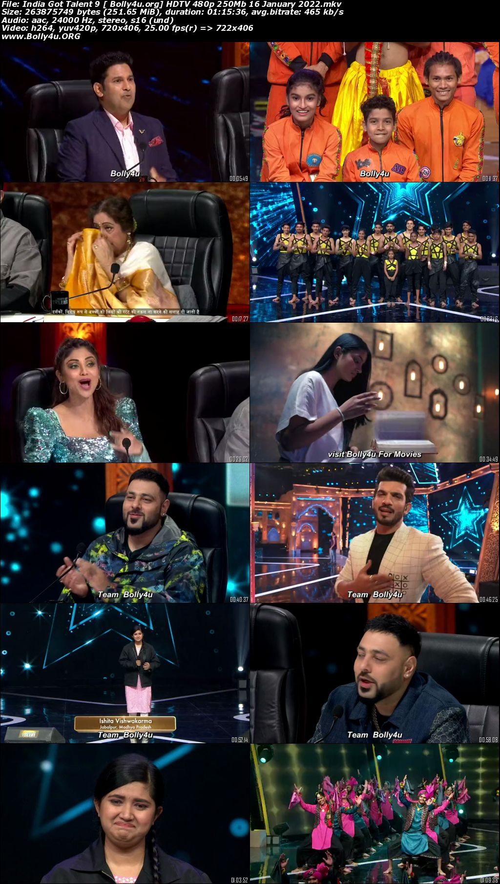 India Got Talent 9 HDTV 480p 250Mb 16 January 2022 Download