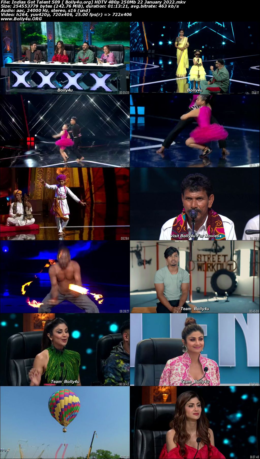 Indias Got Talent 9 HDTV 480p 250Mb 22 January 2022 Download