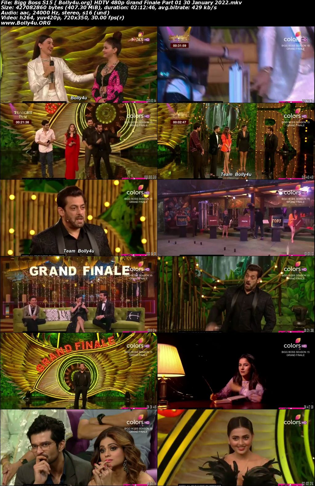 Bigg Boss S15 HDTV 480p Grand Finale Part 01 30 January 2022 Download