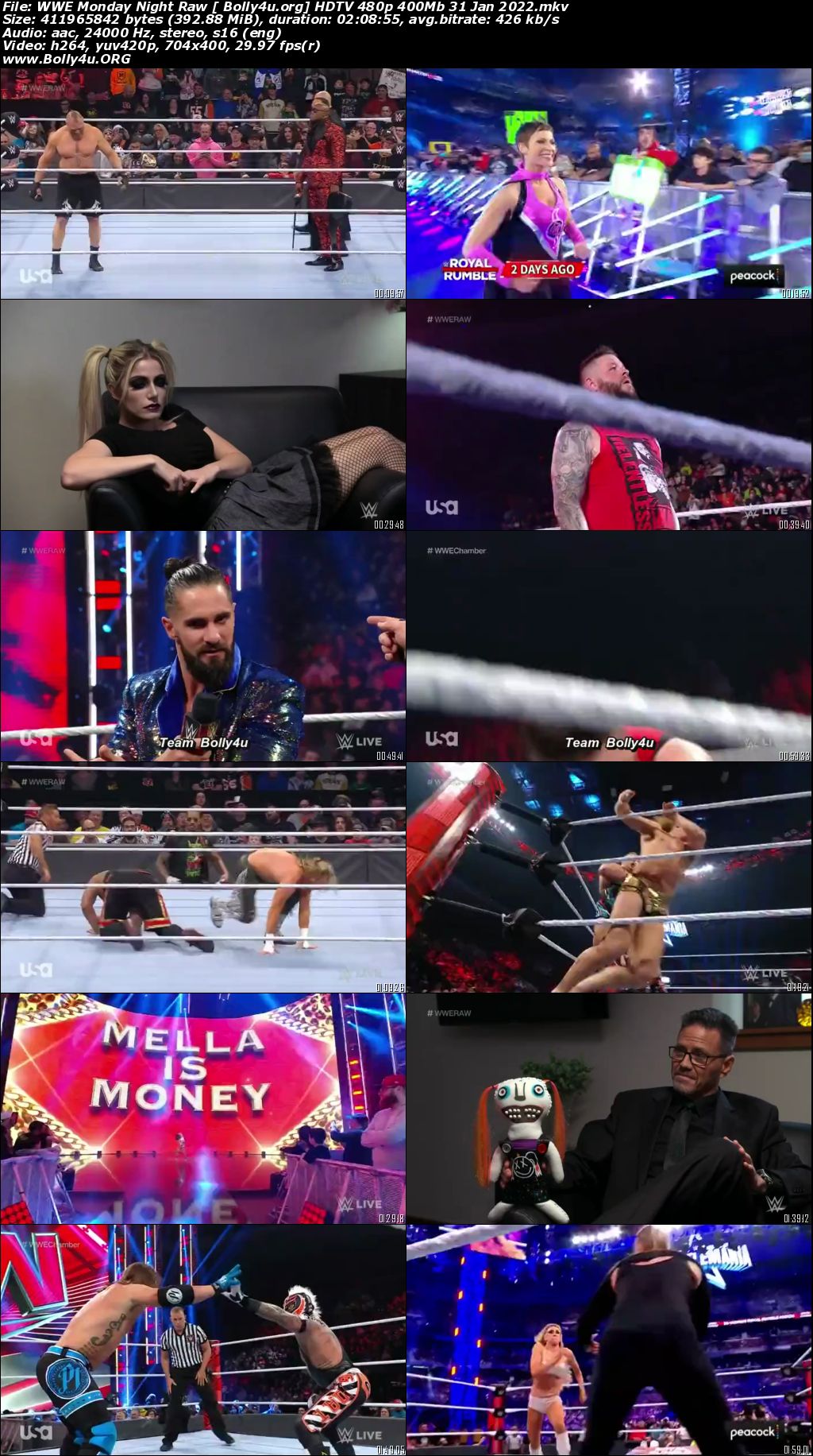 WWE Monday Night Raw HDTV 480p 400Mb 31 Jan 2022 Download