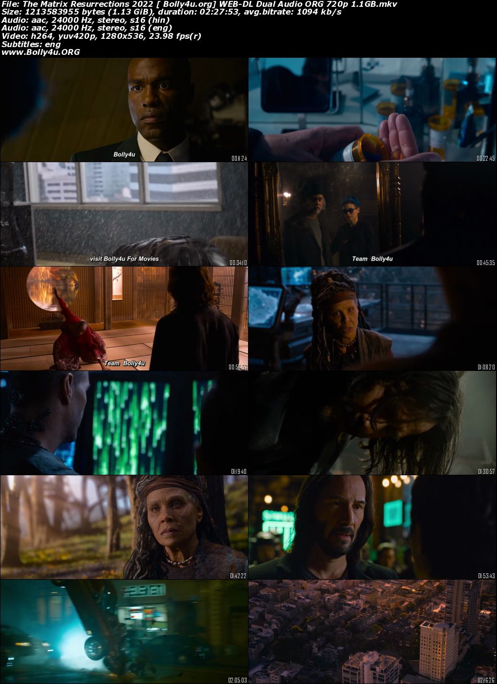 The Matrix Resurrections 2022 WEB-DL 500MB Hindi Dual Audio ORG 480p Download