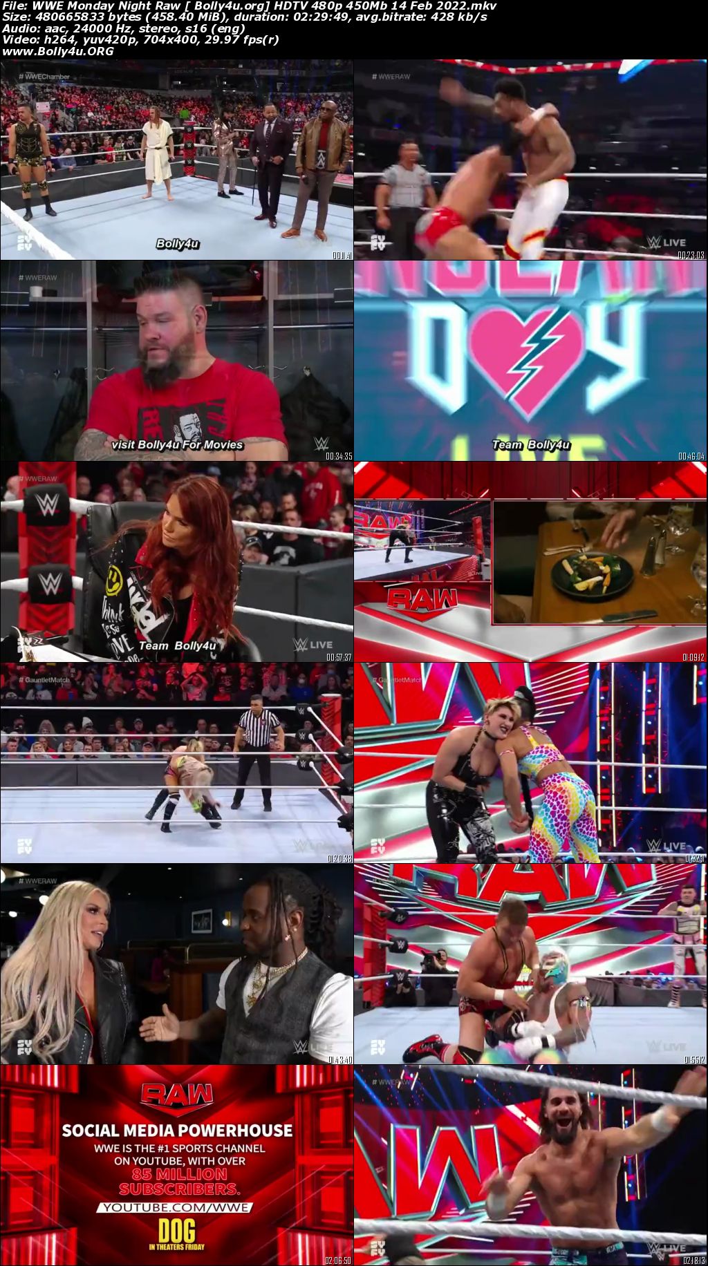 WWE Monday Night Raw HDTV 480p 450Mb 14 Feb 2022 Download