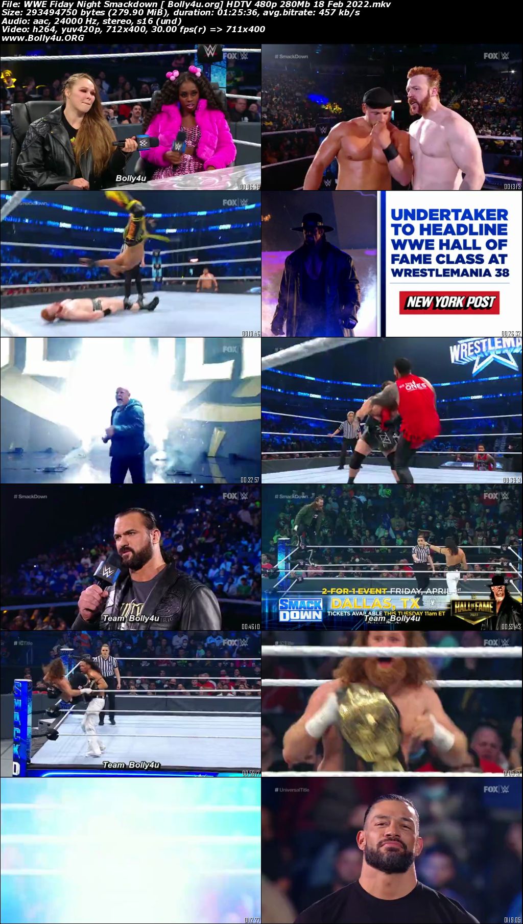 WWE Friday Night Smackdown HDTV 480p 280Mb 18 Feb 2022 Download