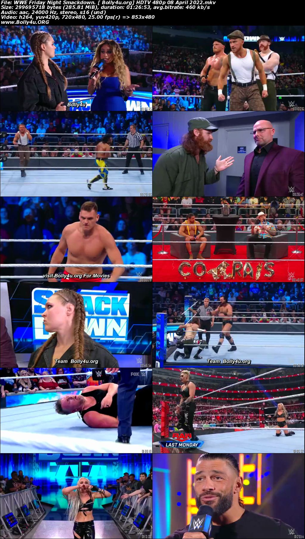 WWE Friday Night Smackdown HDTV 480p 280Mb 08 April 2022 Download