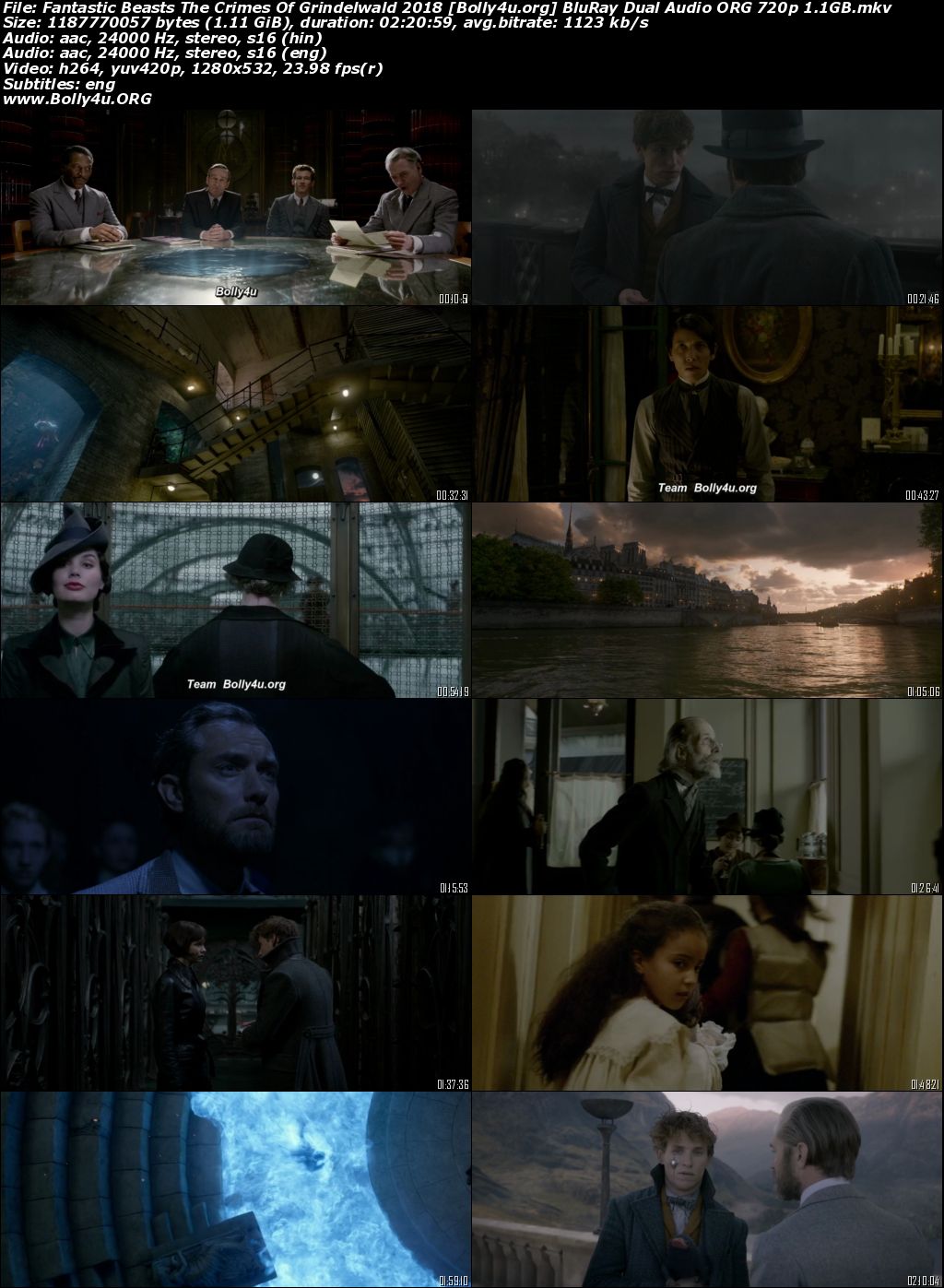 Fantastic Beasts The Crimes Of Grindelwald 2018 BRRip Hindi Dual Audio ORG 720p 480p Download