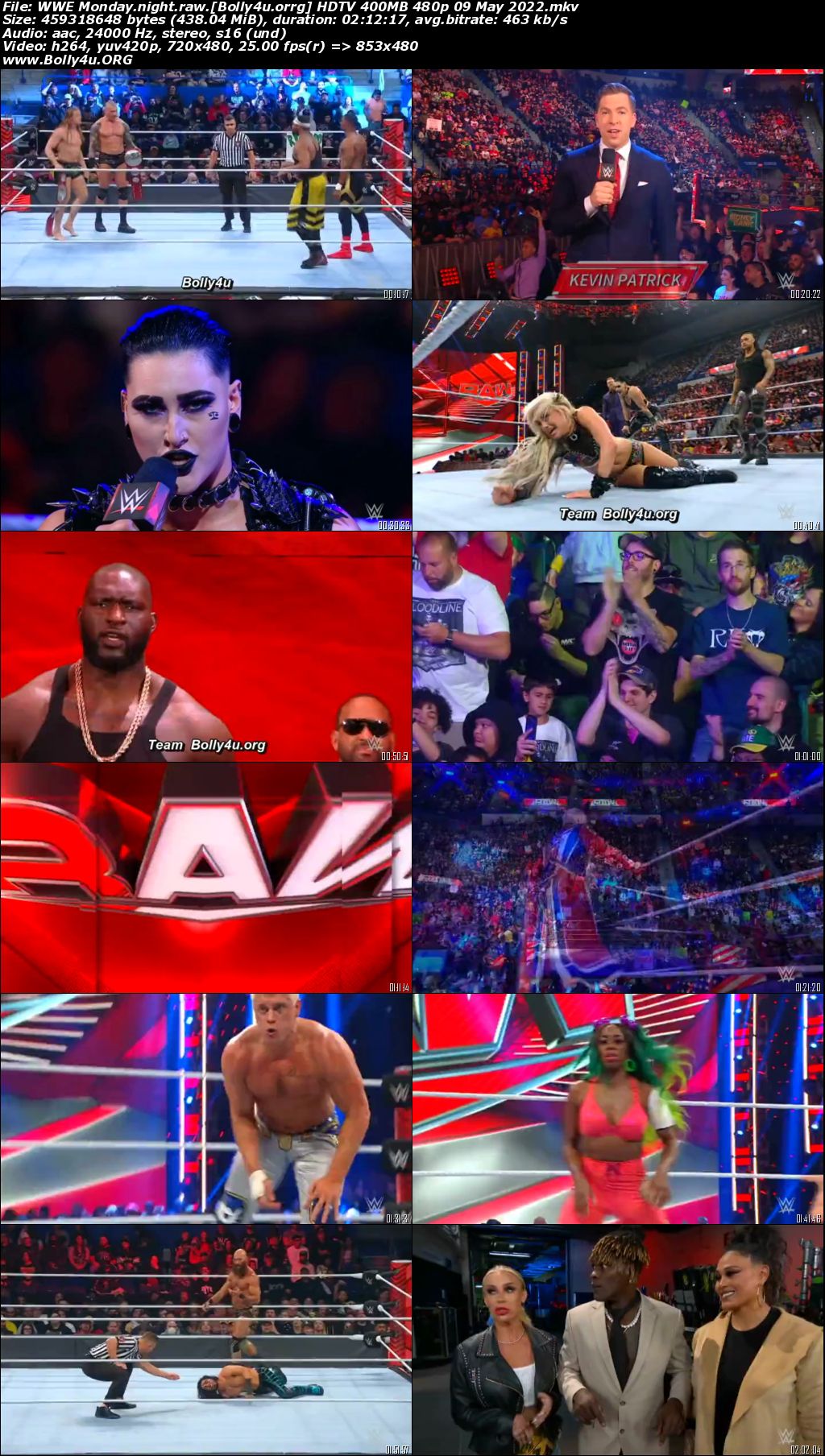 WWE Monday Night Raw HDTV 400MB 480p 09 May 2022 Download