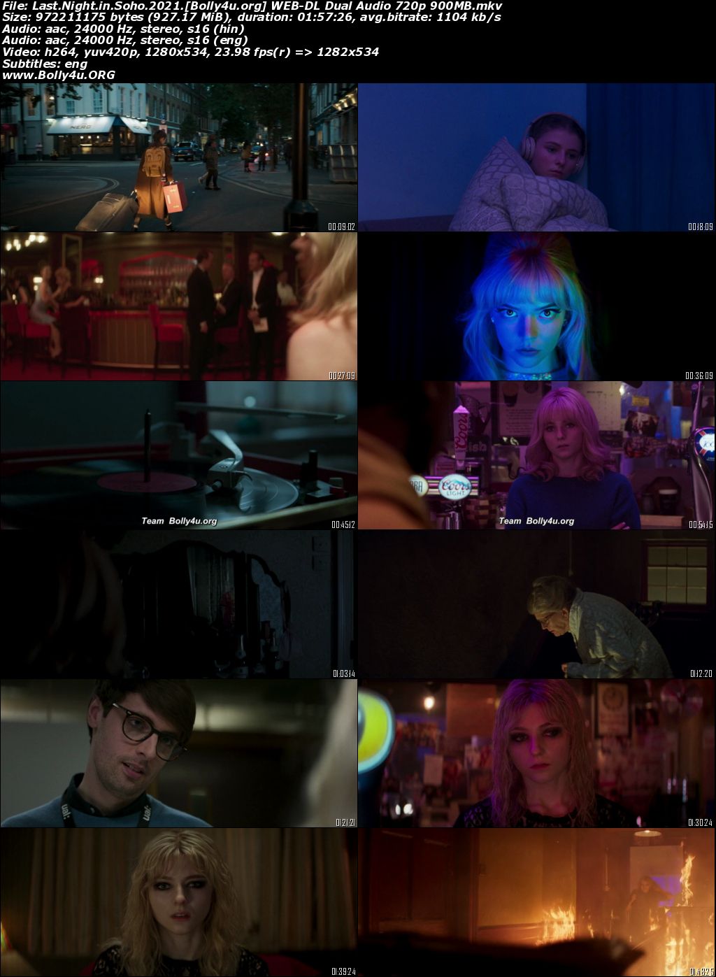 Last Night in Soho 2021 WEB-DL Hindi Dual Audio ORG Full Movie Download