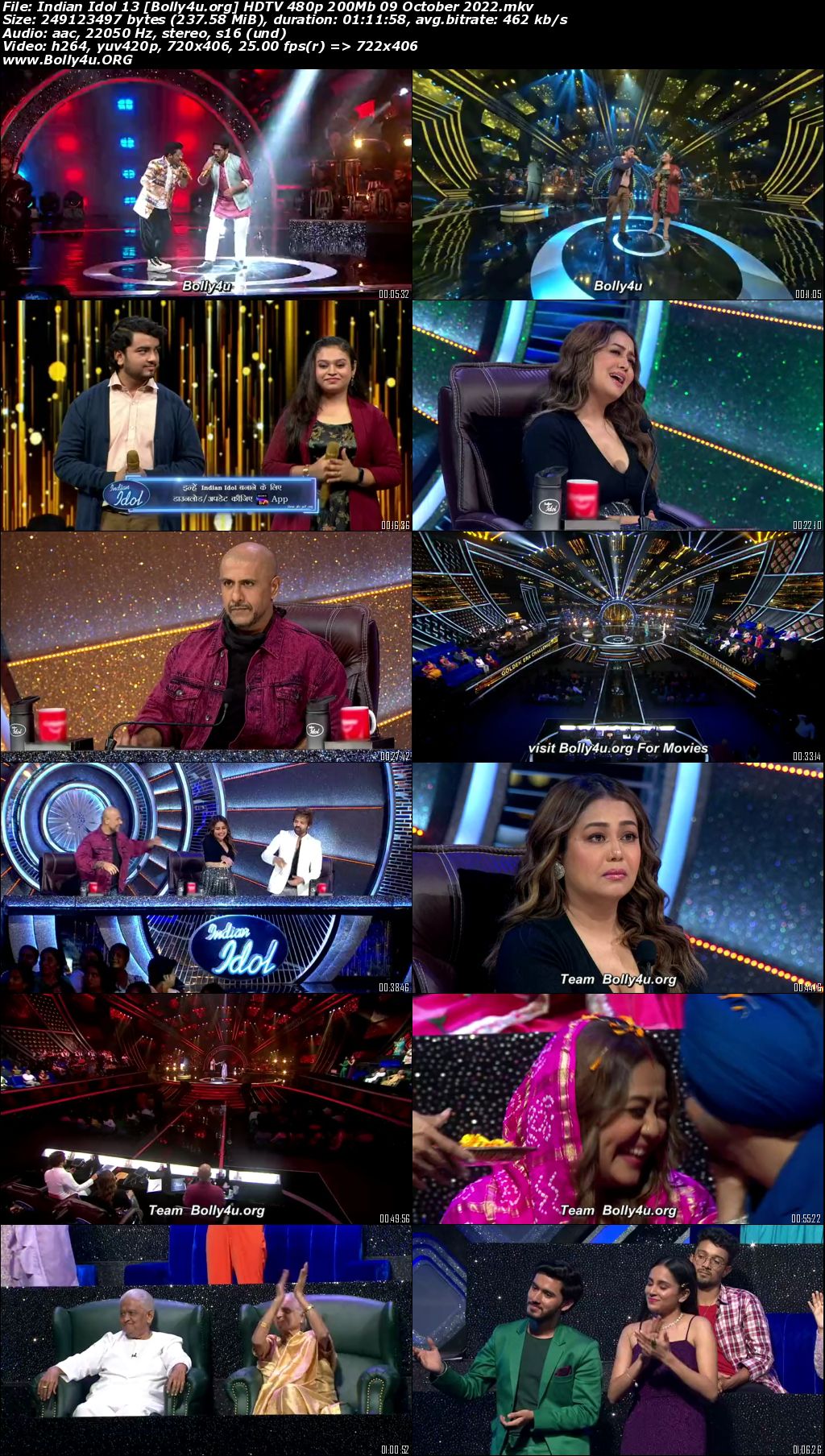 Indian Idol S13 HDTV 480p 200Mb 09 October 2022 Download
