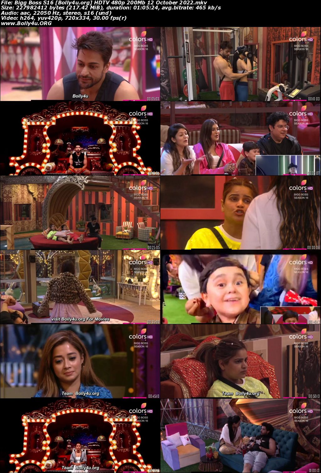 Bigg Boss S16 HDTV 480p 200Mb 12 October 2022 Download