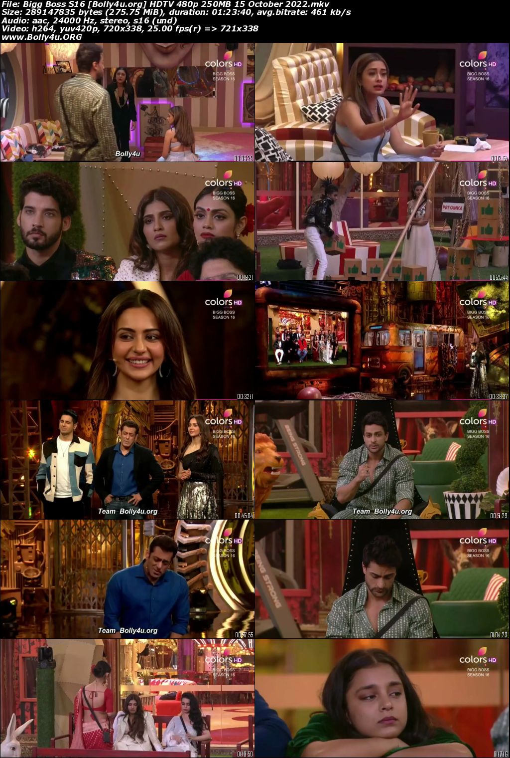 Bigg Boss S16 HDTV 480p 250MB 15 October 2022 Download