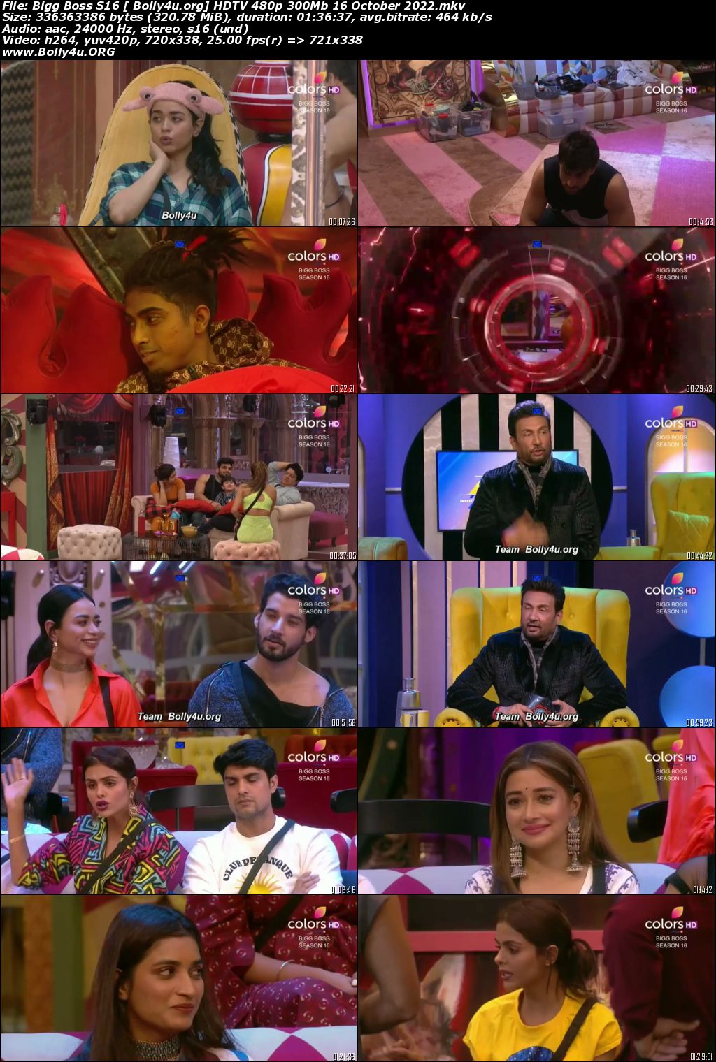 Bigg Boss S16 HDTV 480p 300Mb 16 October 2022 Download