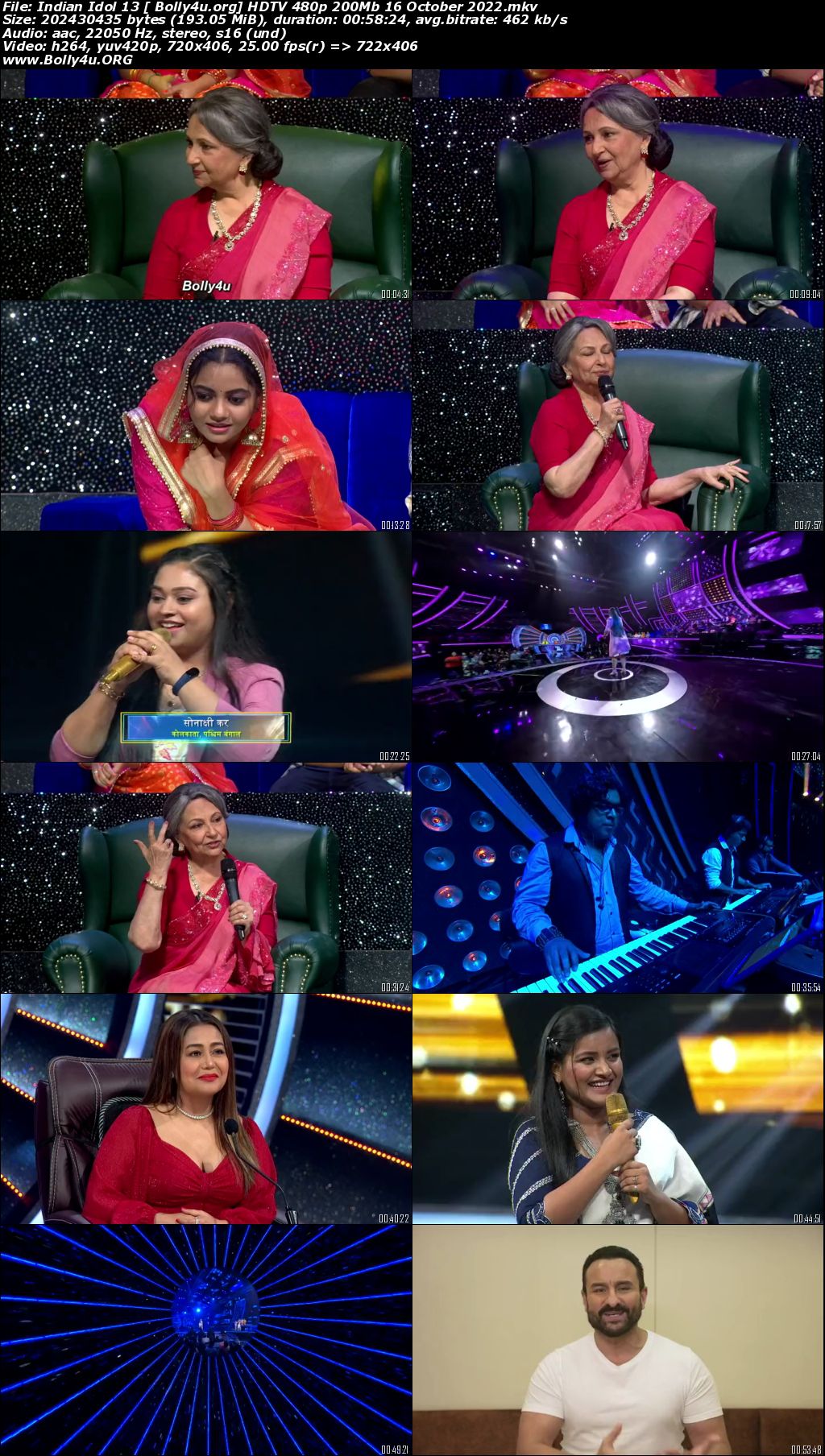 Indian Idol 13 HDTV 480p 200Mb 16 October 2022 Download