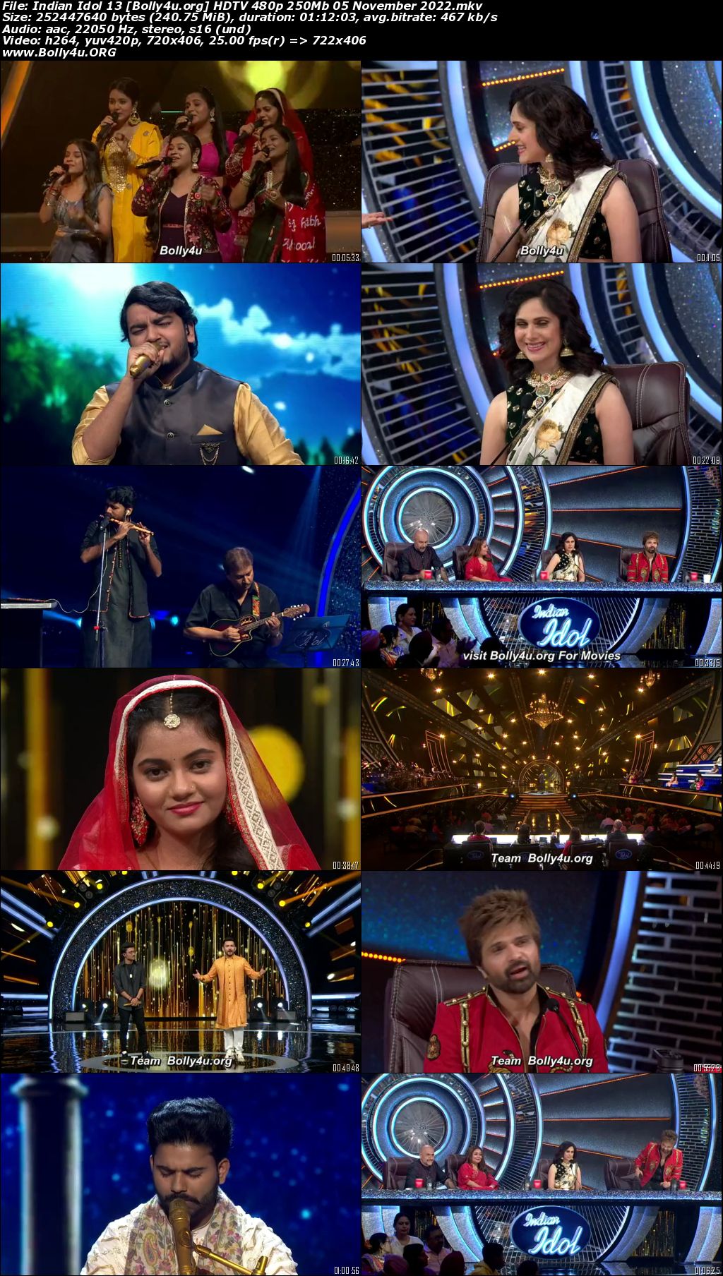 Indian Idol 13 HDTV 480p 250Mb 05 November 2022 download