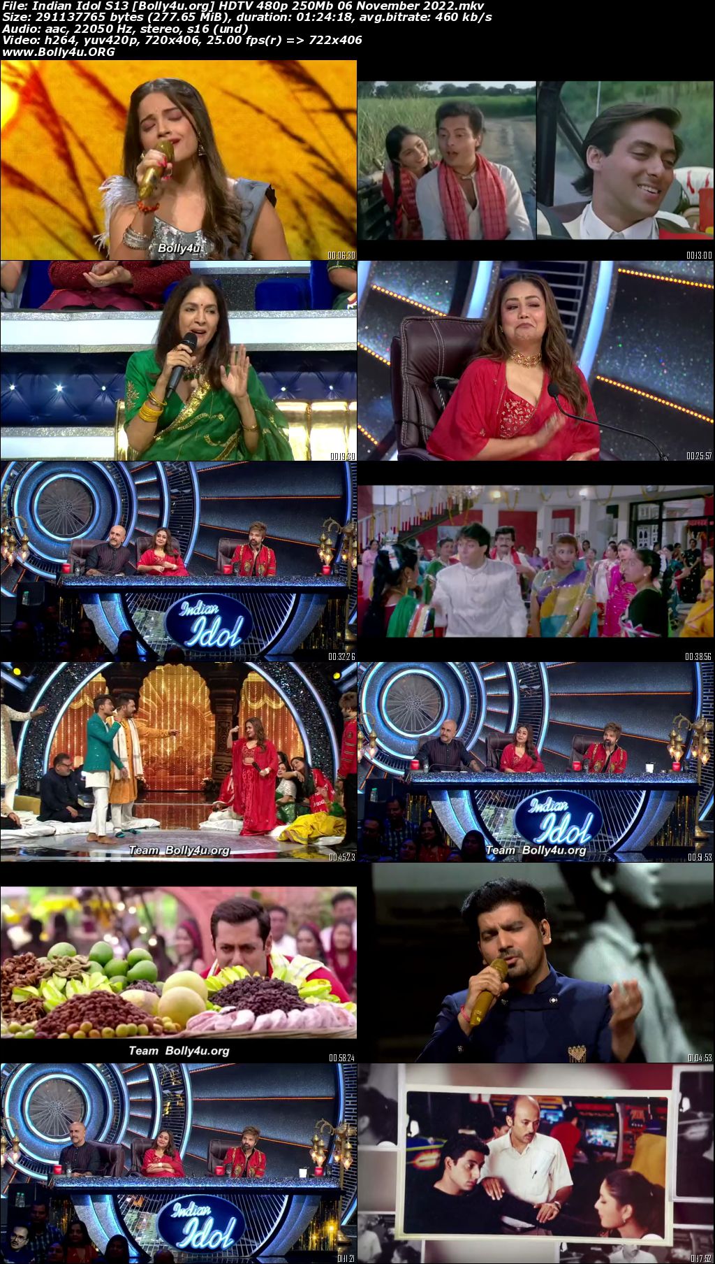 Indian Idol S13 HDTV 480p 250Mb 06 November 2022 Download