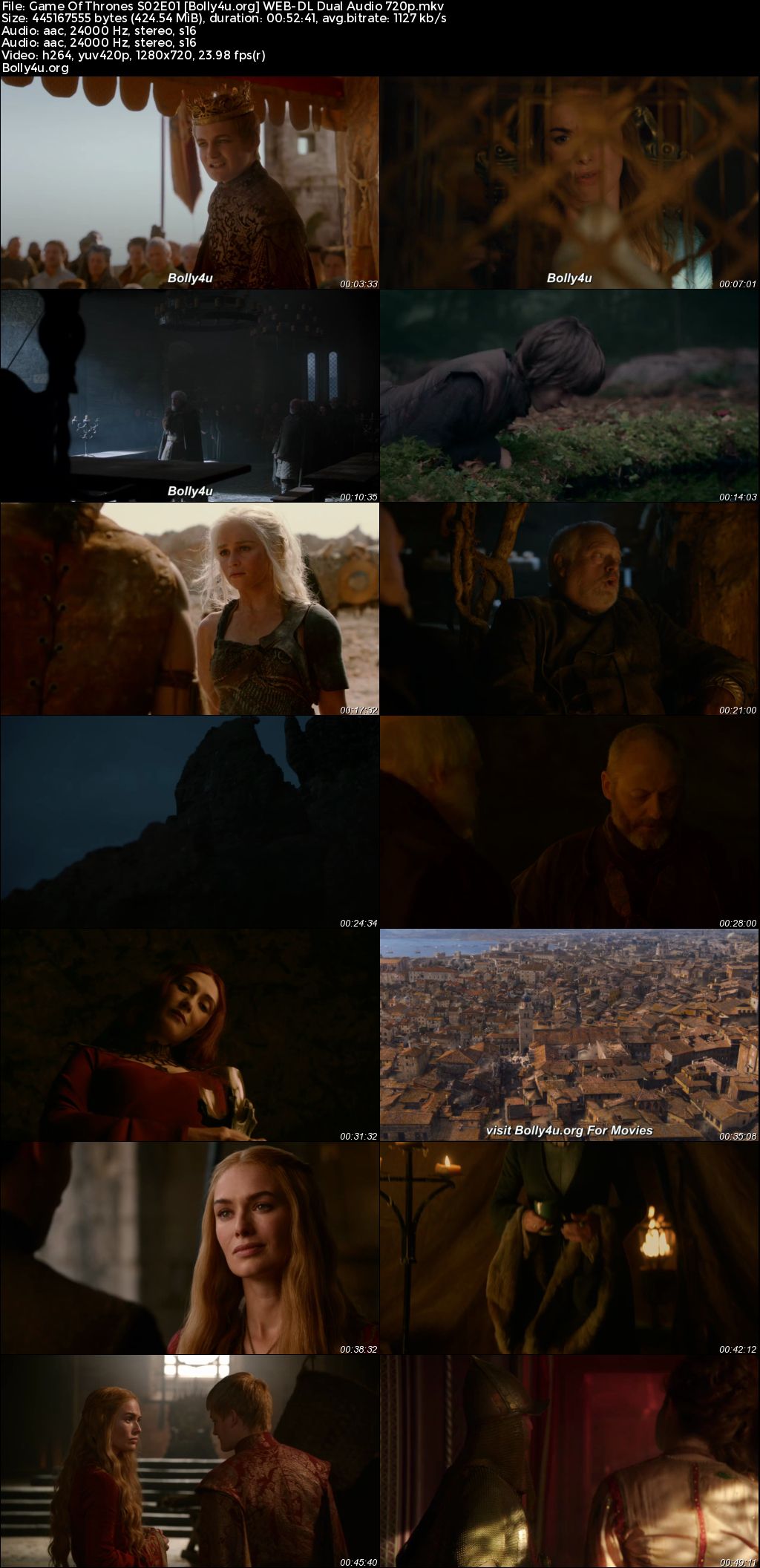 Game Of Thrones 2012 WEB-DL Hindi Dual Audio ORG S02 Complete Download 720p 480p