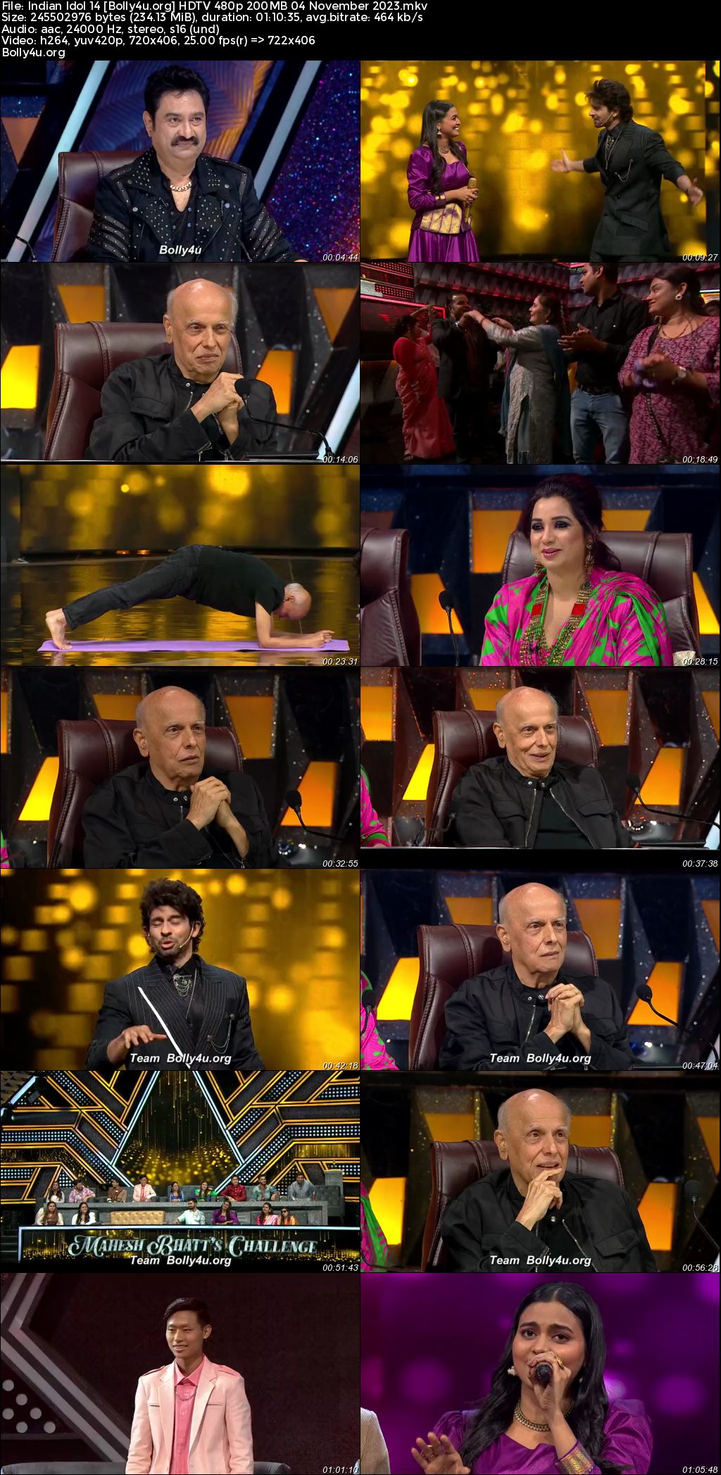 Indian Idol 14 HDTV 480p 200MB 04 November 2023 Download