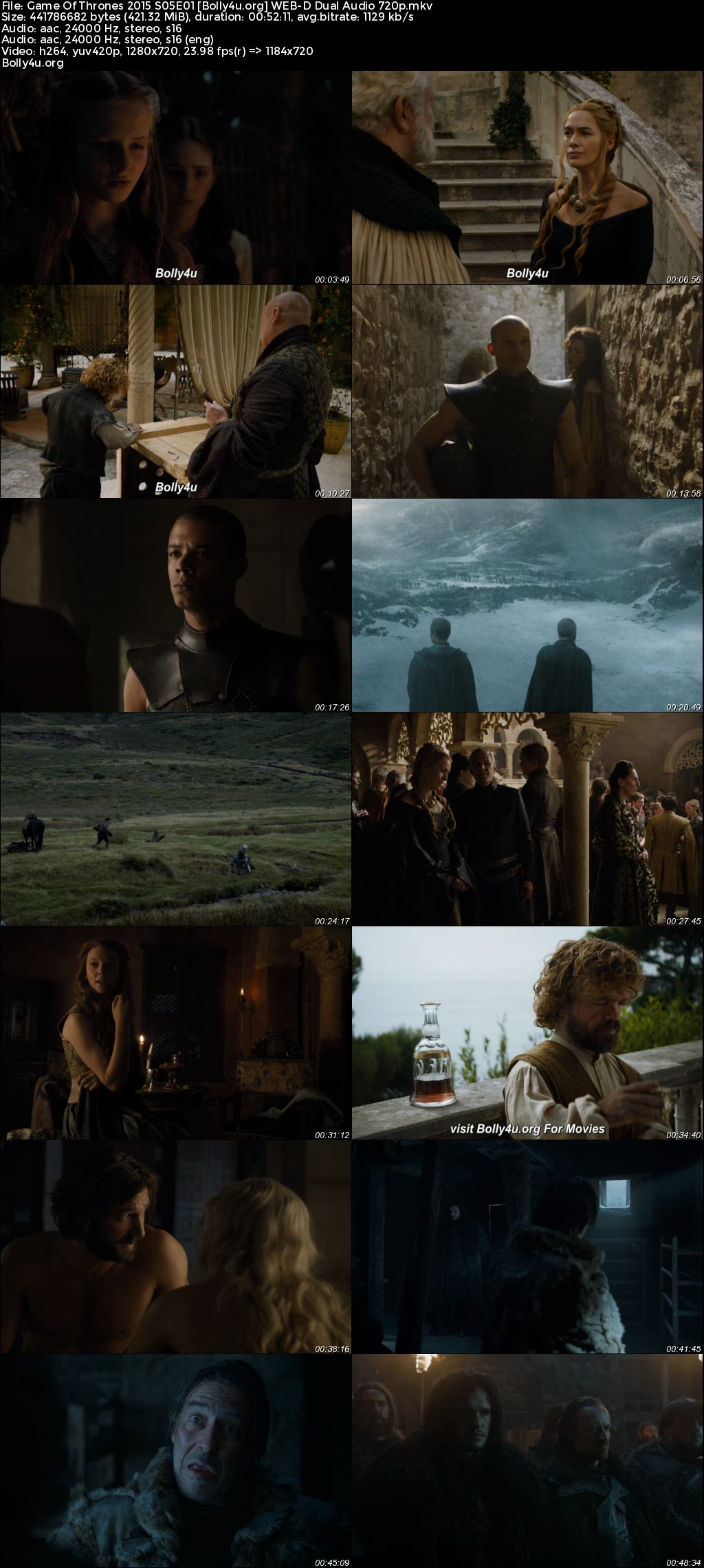 Game Of Thrones 2015 WEB-DL Hindi Dual Audio ORG S05 Complete Download 720p 480p