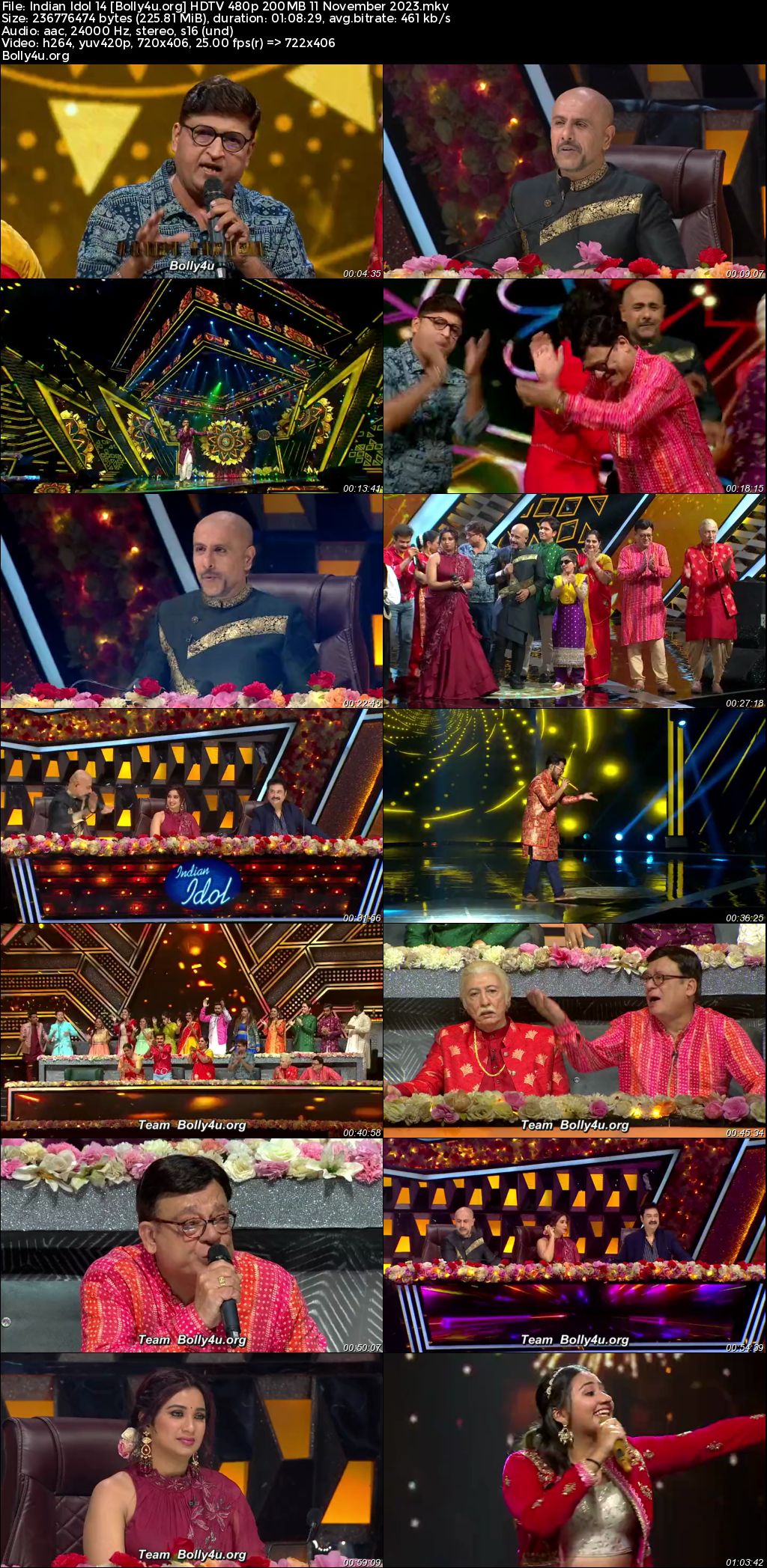 Indian Idol 14 HDTV 480p 200MB 11 November 2023 Download