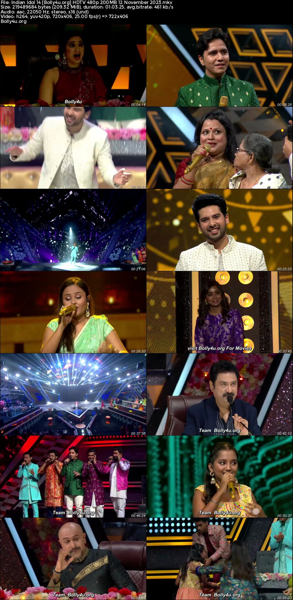 Indian Idol 14 HDTV 480p 200MB 12 November 2023 Download