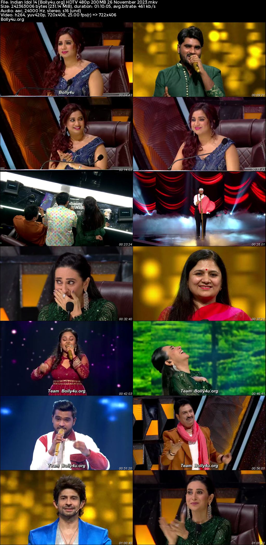 Indian Idol 14 HDTV 480p 200MB 26 November 2023 Download