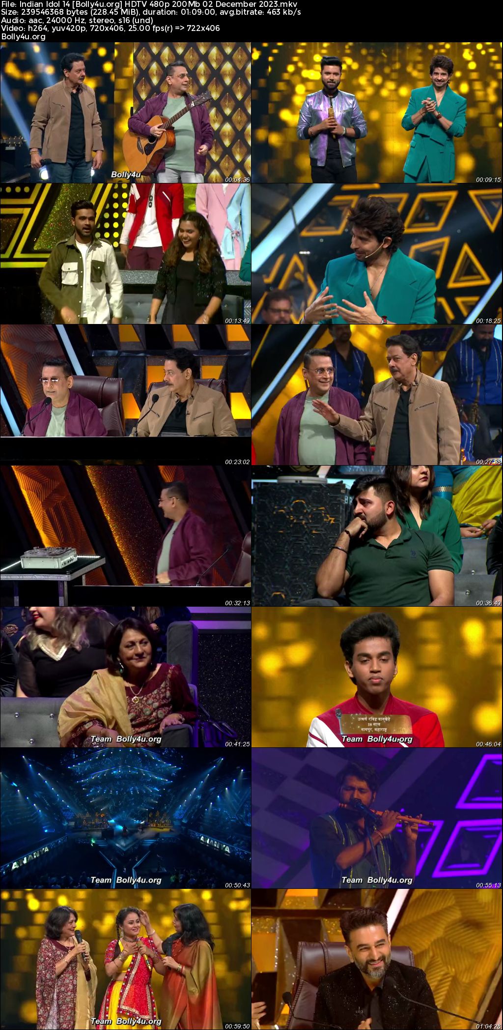 Indian Idol 14 HDTV 480p 200MB 02 December 2023 Download