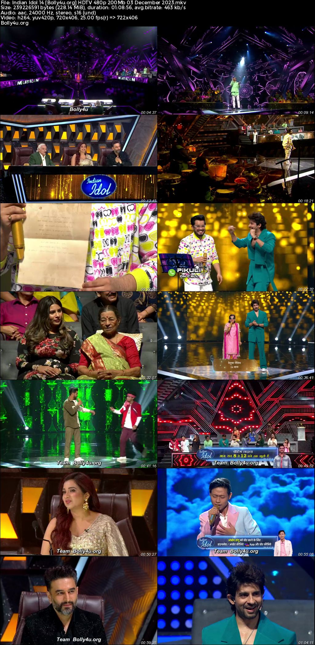 Indian Idol 14 HDTV 480p 200MB 03 December 2023 Download