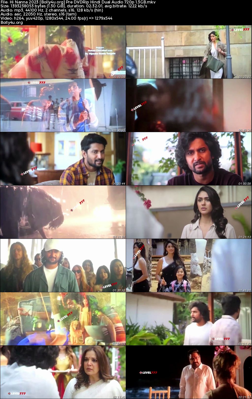 Hi Nanna 2023 Pre DVDRip Hindi Dual Audio Full Movie Download 1080p 720p 480p