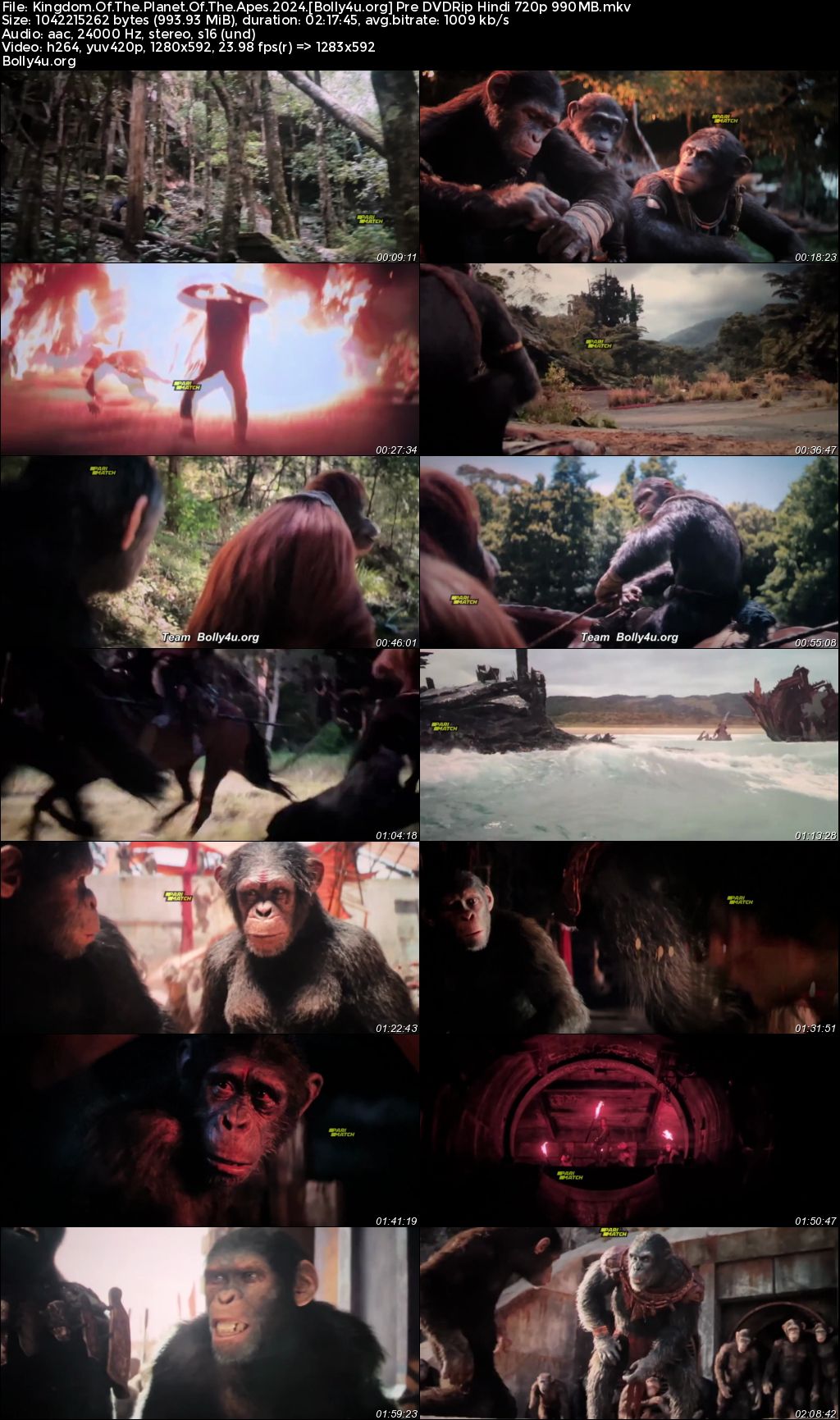 Kingdom of The Planet of The Apes 2024 Pre DVDRip Hindi Dubbed Full Movie Download 1080p 720p 480p