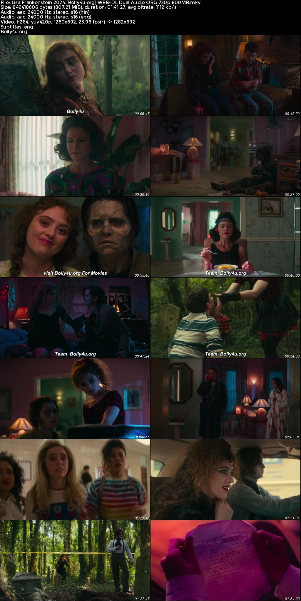 Lisa Frankenstein 2024 WEB-DL Hindi Dual Audio ORG Full Movie Download 1080p 720p 480p