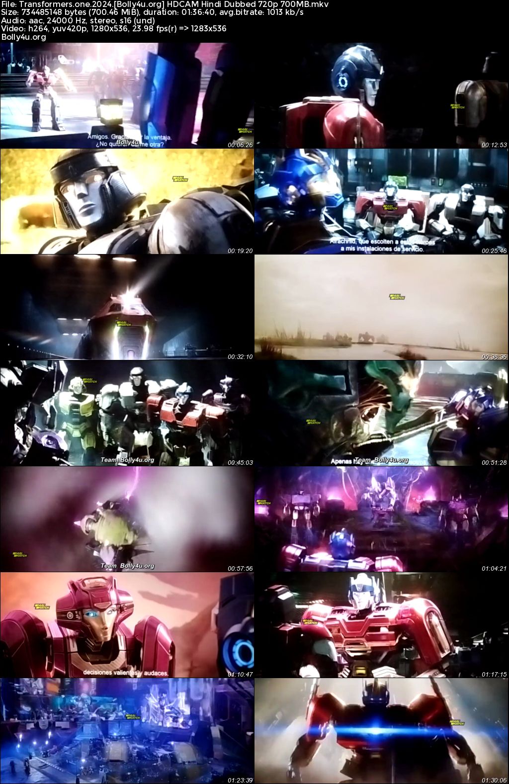 Transformers One 2024 HDCAM Hindi Dubbed Full Movie Download 1080p 720p 480p