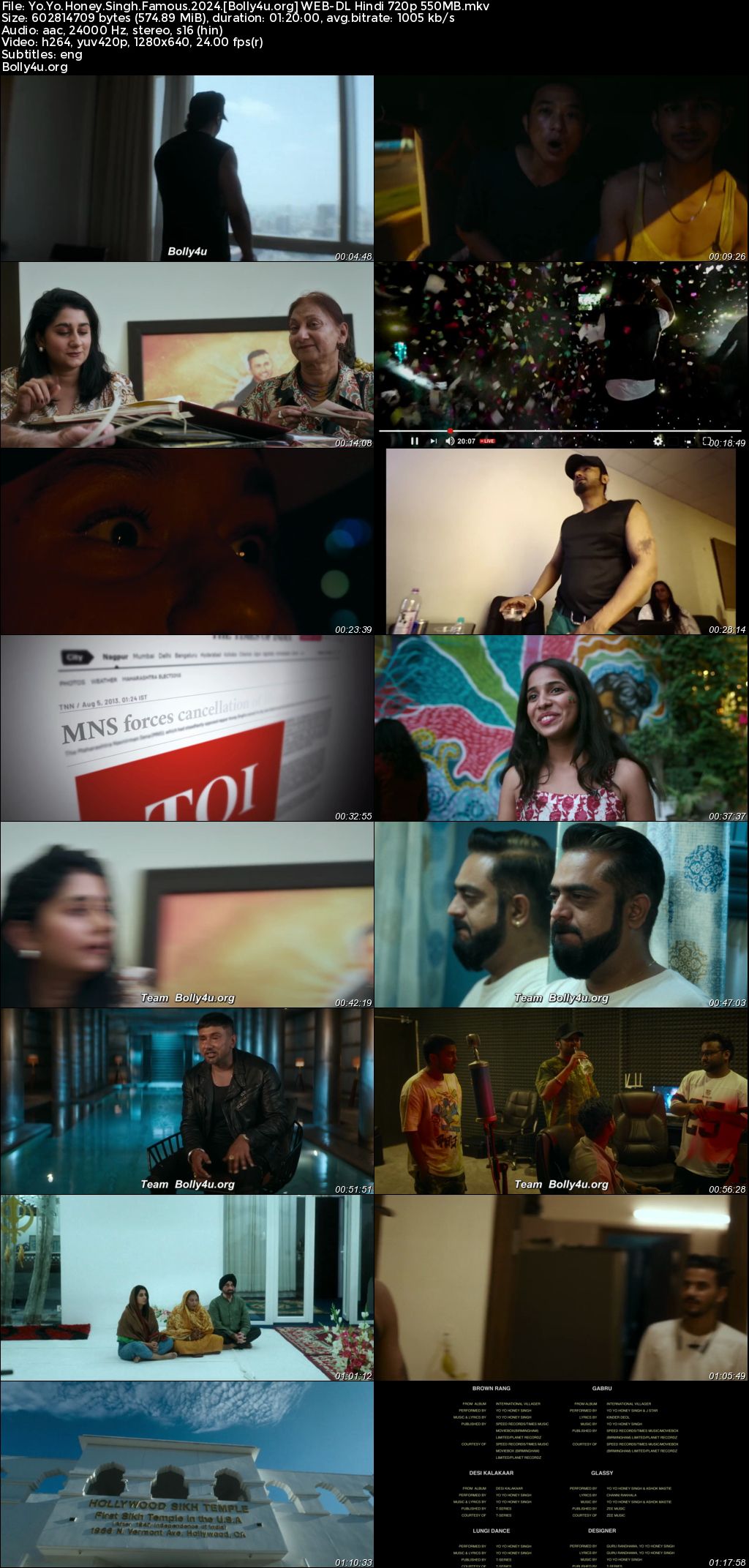 Yo Yo Honey Singh Famous 2024 WEB DL Hindi Full Movie Download 1080p 720p 480p Bolly4u