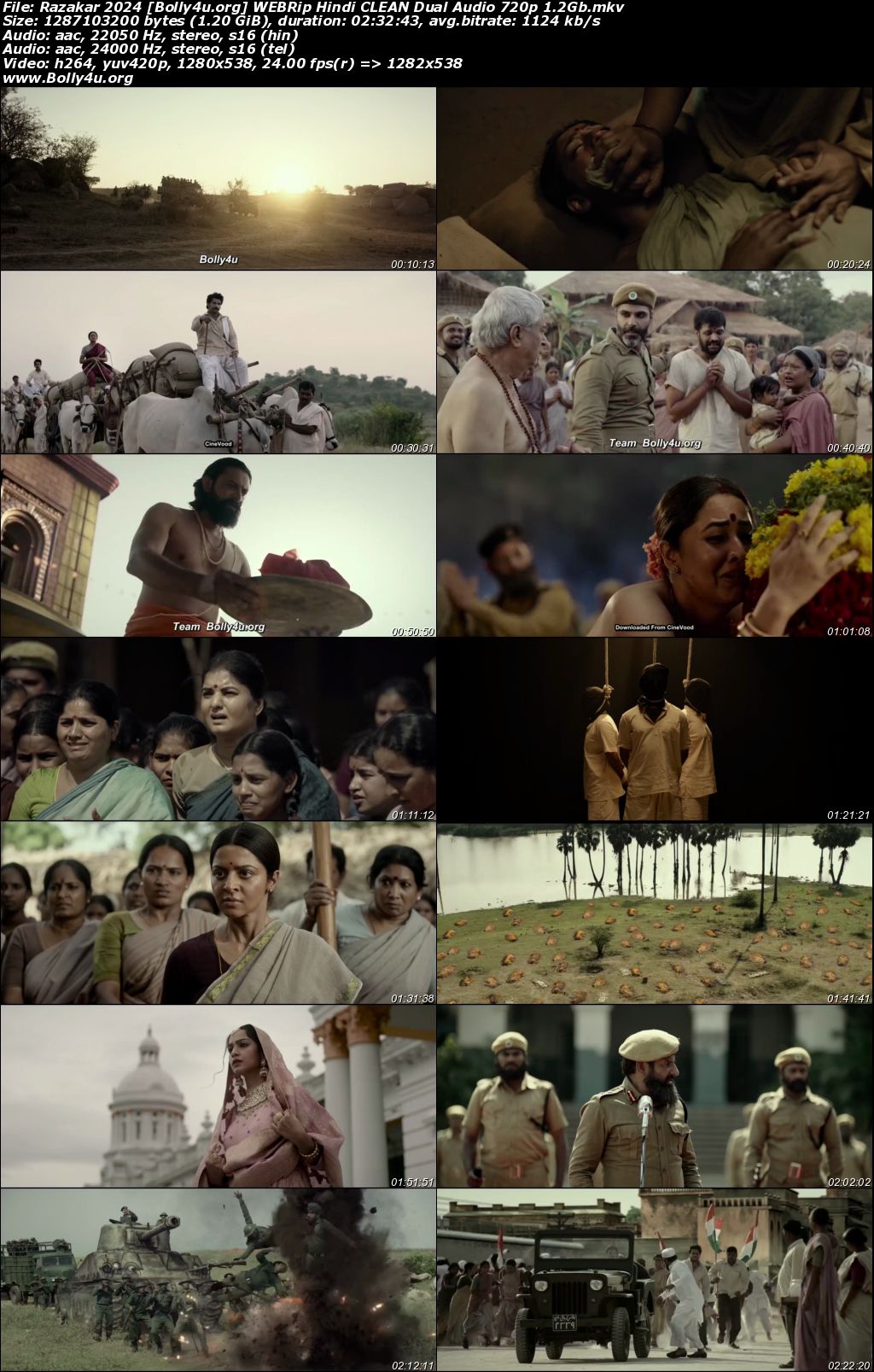 Razakar 2024 WEBRip Hindi CLEAN Dual Audio Full Movie Download 1080p 720p 480p