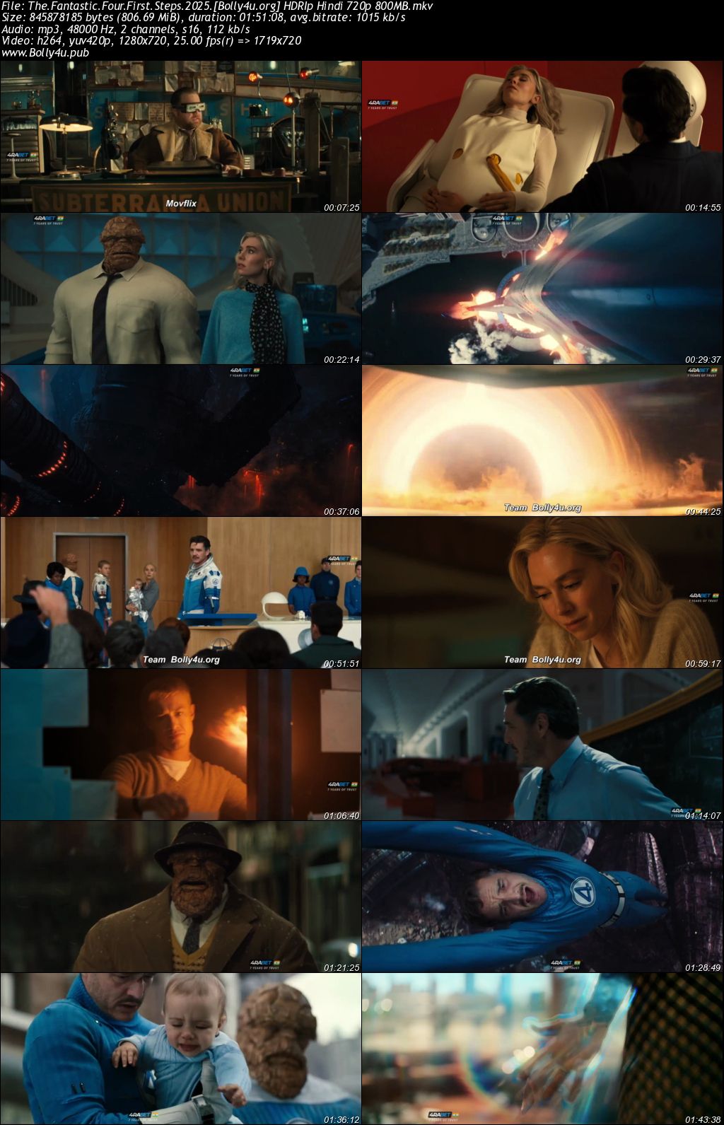 The Fantastic Four First Steps 2025 HDRip Hindi Dubbed Full Movie Download 1080p 720p 480p