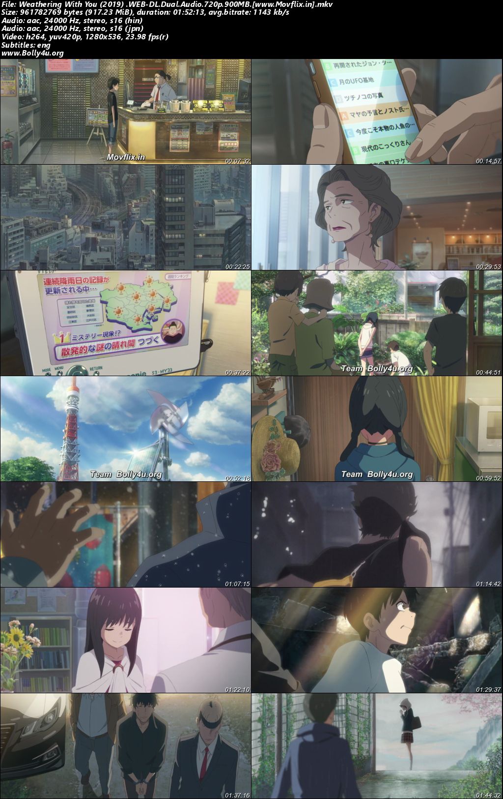 Weathering With You 2019 WEB-DL Hindi Dual Audio ORG Full Movie Download 1080p 720p 480p