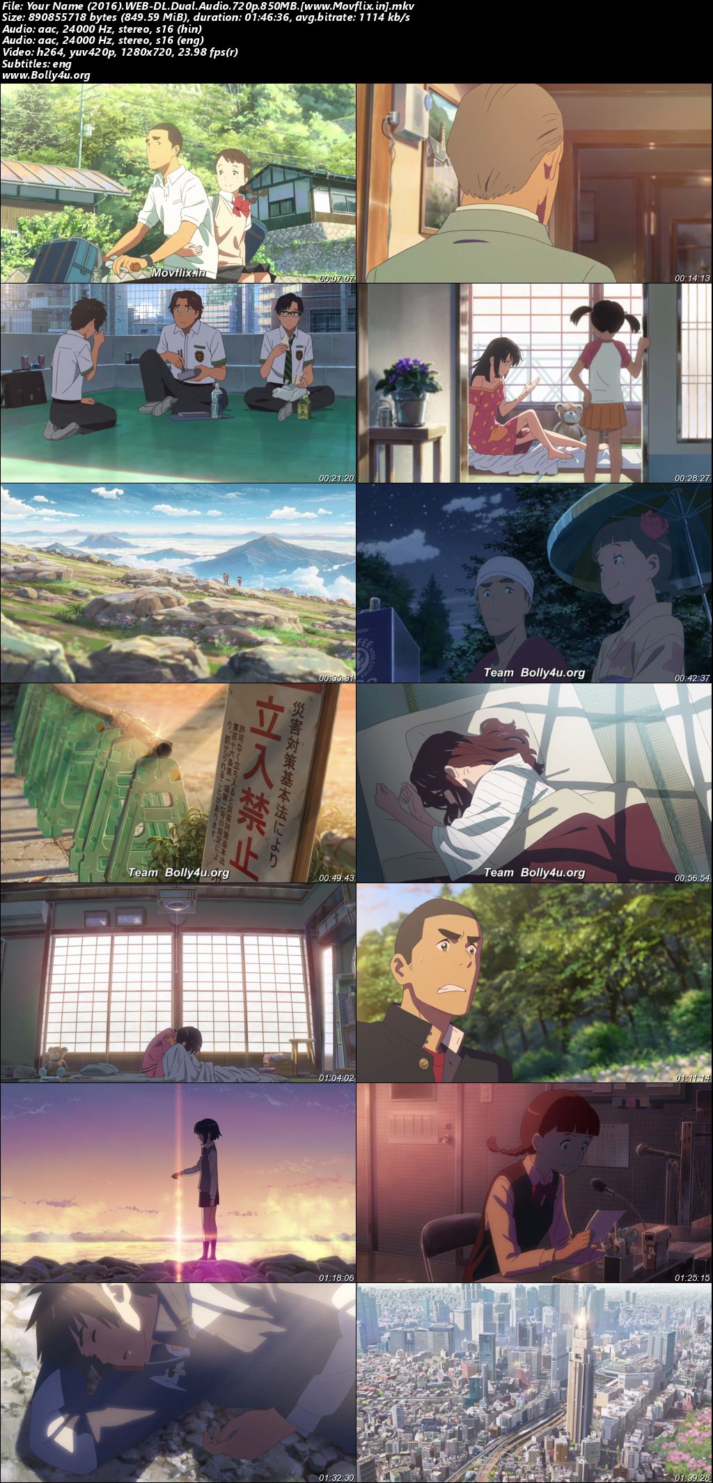 Your Name 2016 WEB-DL Hindi Dual Audio ORG Full Movie Download 1080p 720p 480p