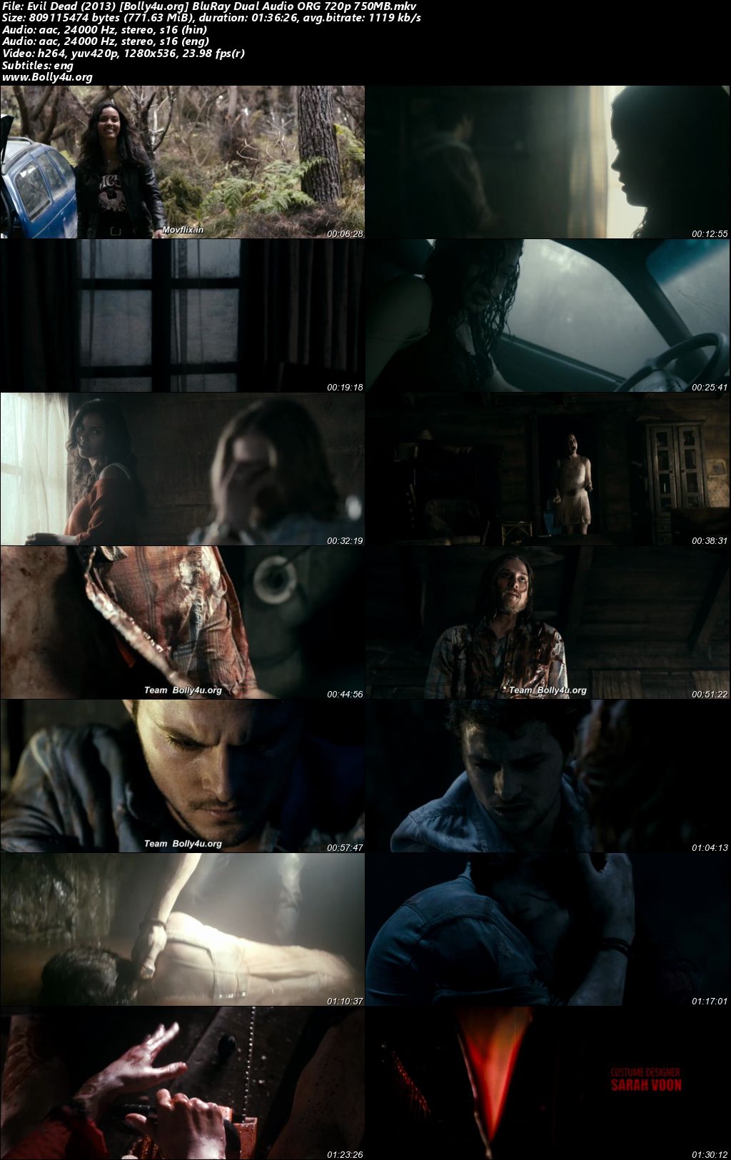 Evil Dead 2013 BluRay Hindi Dual Audio ORG Full Movie Download 1080p 720p 480p