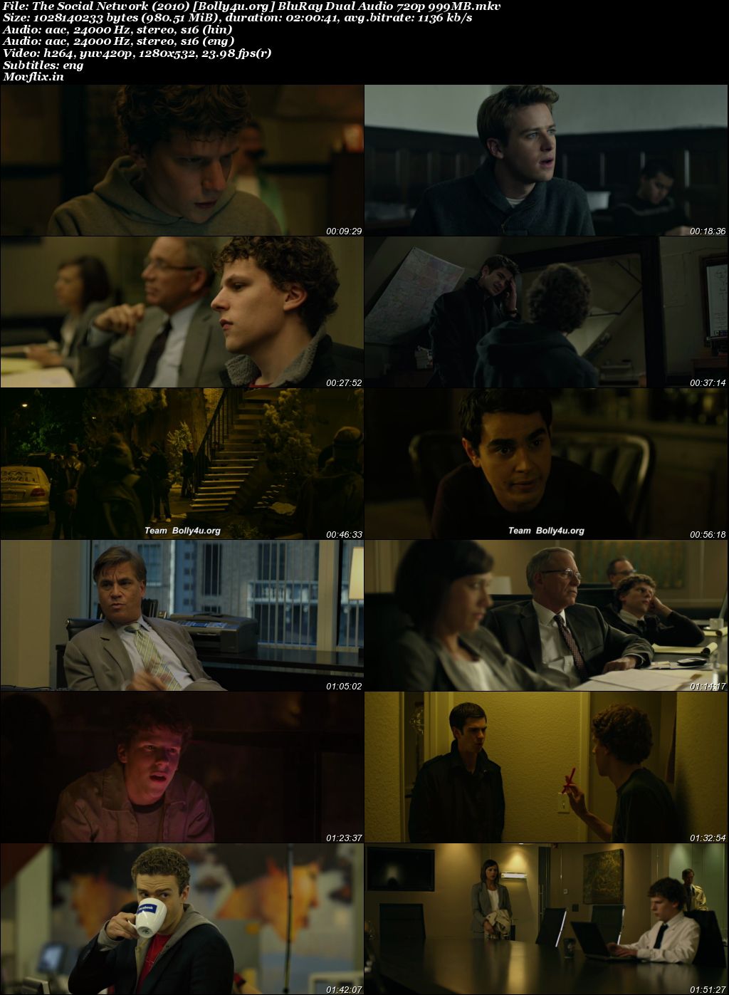 The Social Network 2010 BluRay Hindi Dual Audio ORG Full Movie Download 1080p 720p 480p