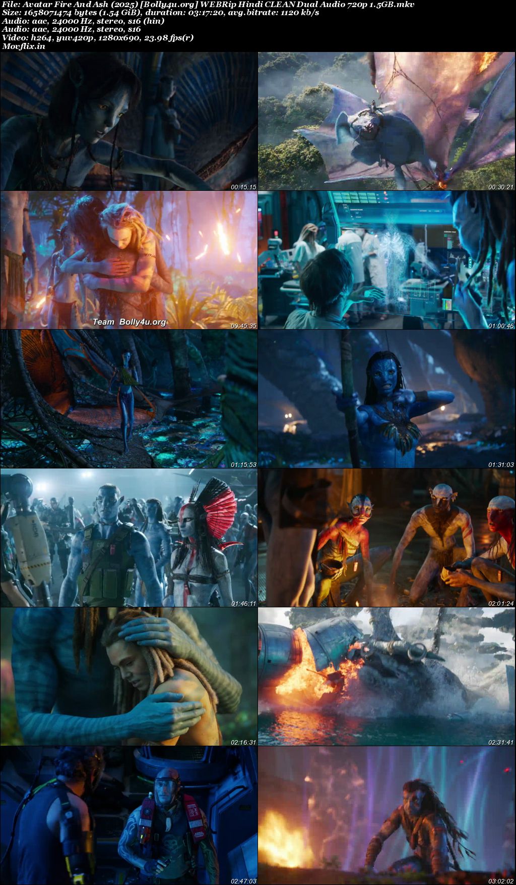 Avatar Fire and Ash 2025 WEBRip Hindi CLEAN Dual Audio Full Movie Download 1080p 720p 480p